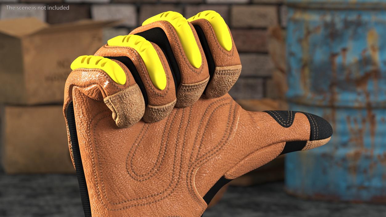 3D Safety Leather Gloves with Knuckle Guards Thumbs Up