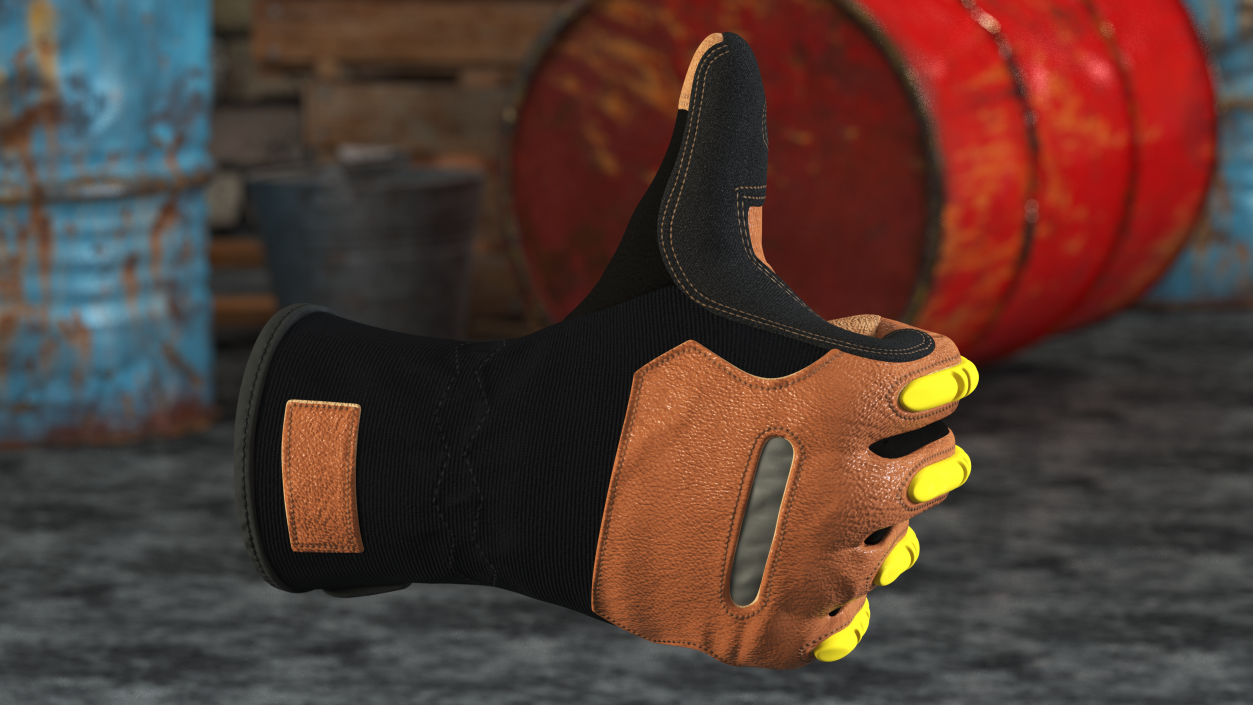 3D Safety Leather Gloves with Knuckle Guards Thumbs Up