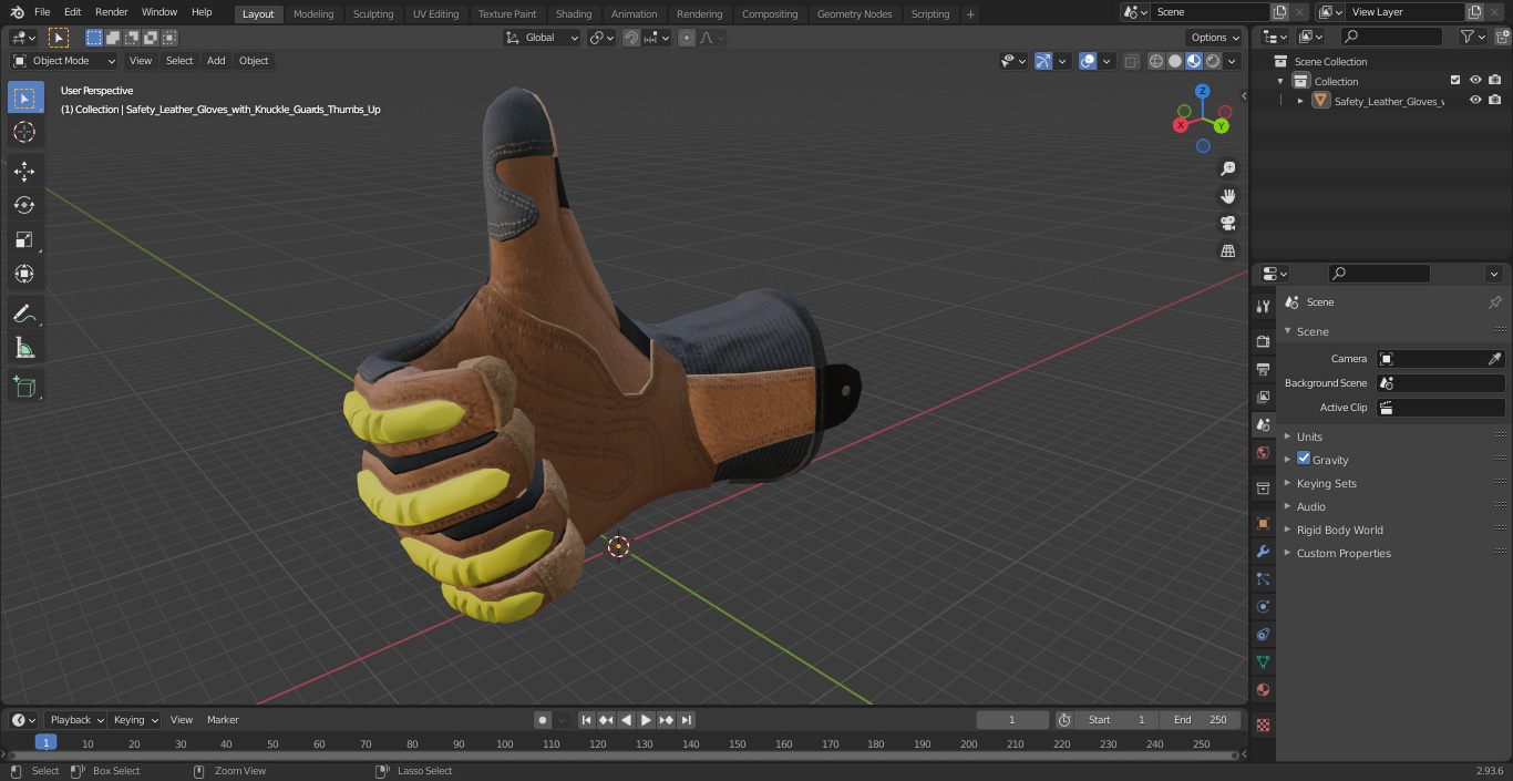 3D Safety Leather Gloves with Knuckle Guards Thumbs Up