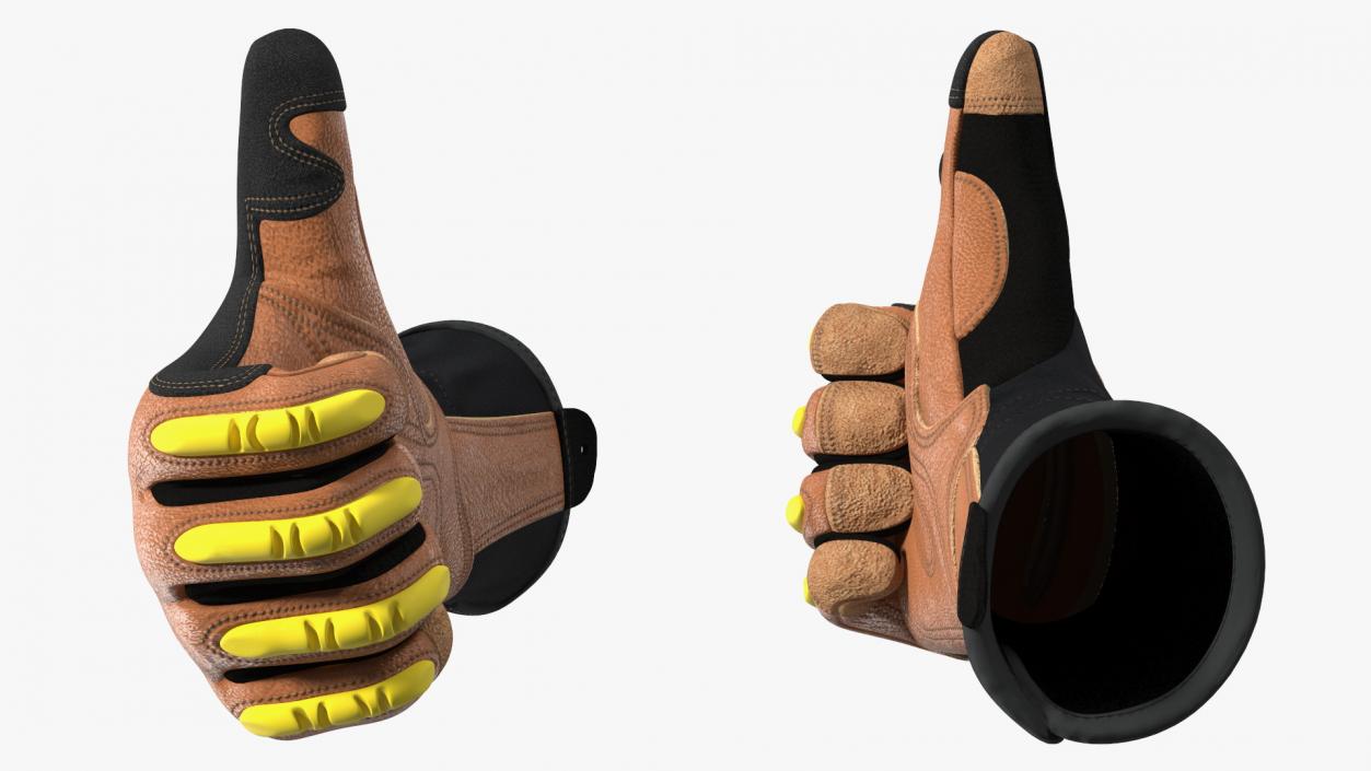 3D Safety Leather Gloves with Knuckle Guards Thumbs Up