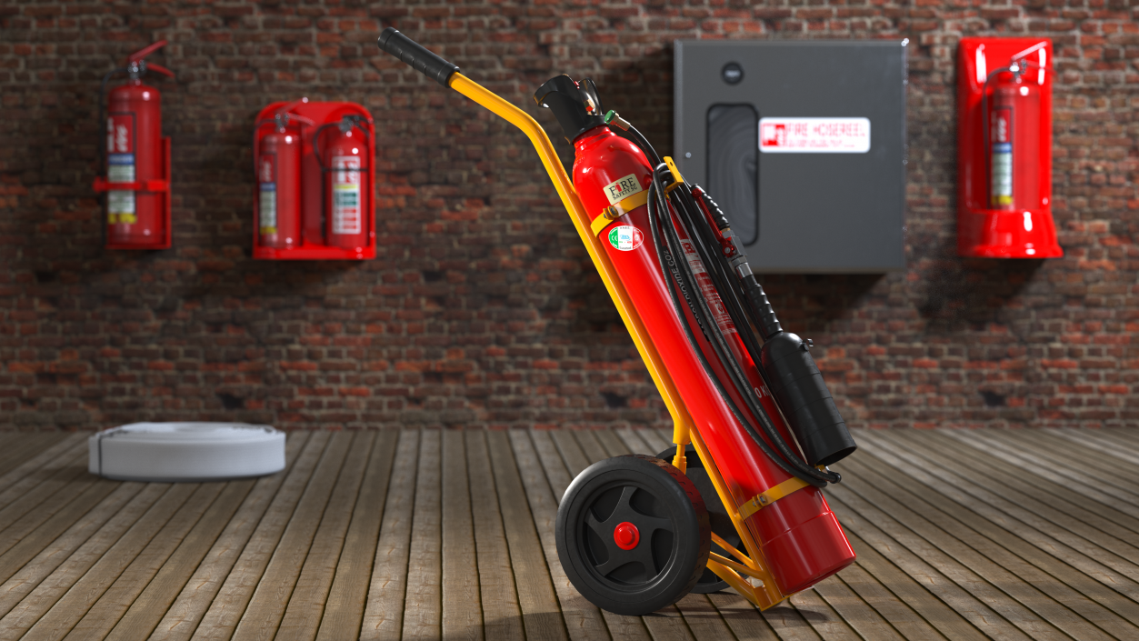 ABS SRL CO2 Trolley Fire Extinguisher 10Kg 3D