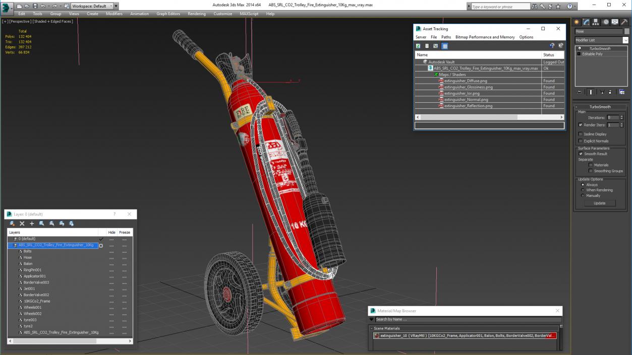 ABS SRL CO2 Trolley Fire Extinguisher 10Kg 3D