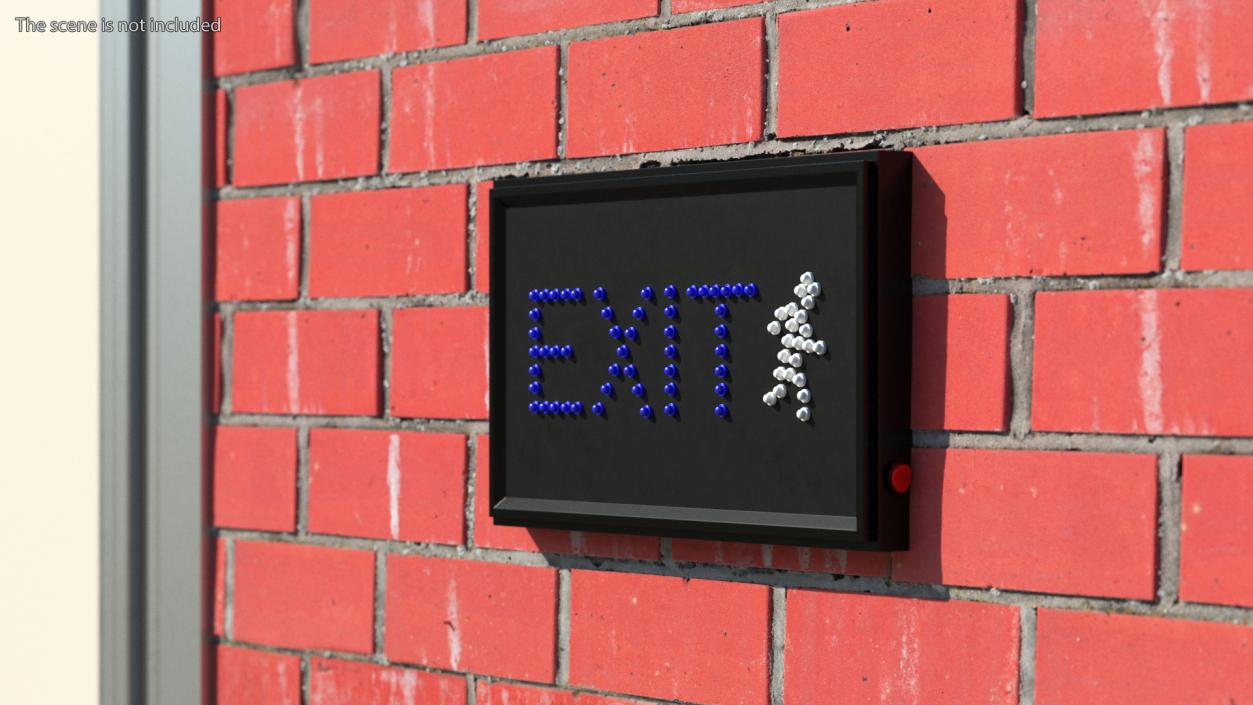 3D Blue LED Light Exit Sign OFF model