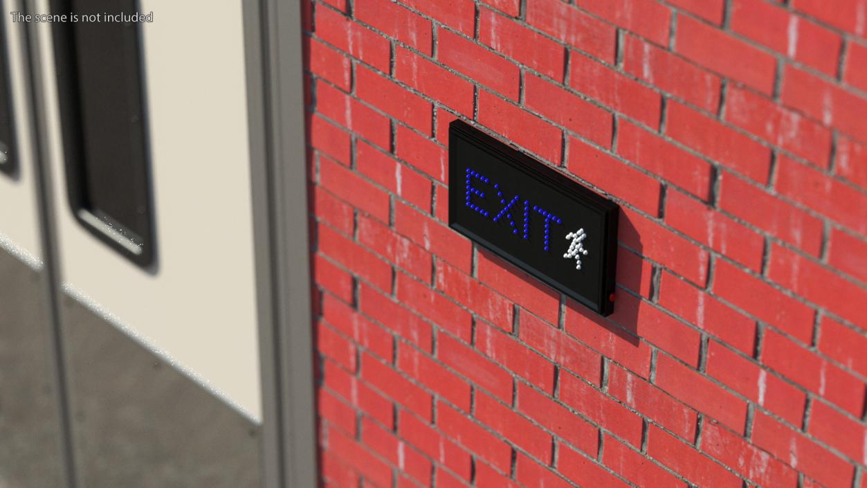 3D Blue LED Light Exit Sign OFF model