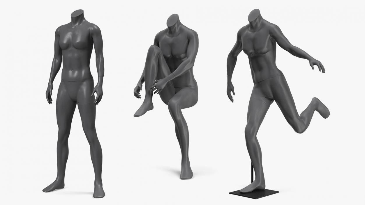 3D Female Sports Mannequins Black Collection