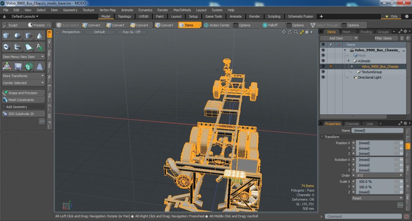 Volvo 9900 Bus Chassis 3D