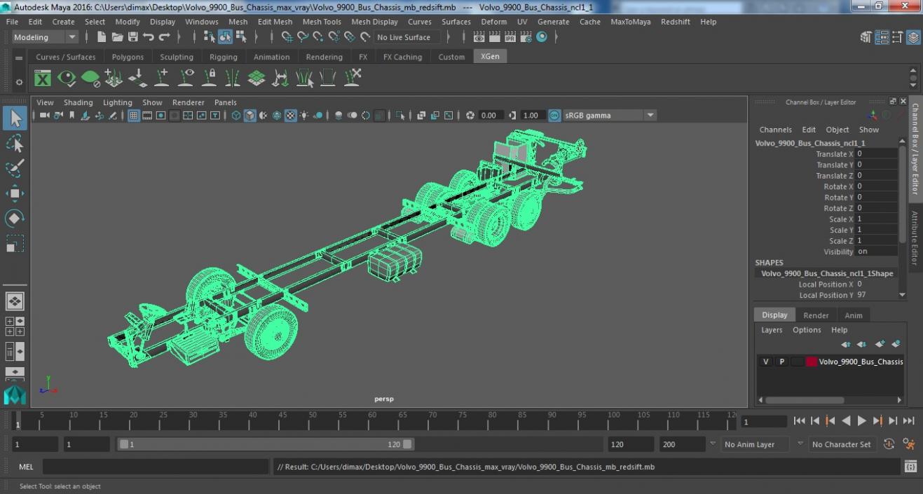 Volvo 9900 Bus Chassis 3D