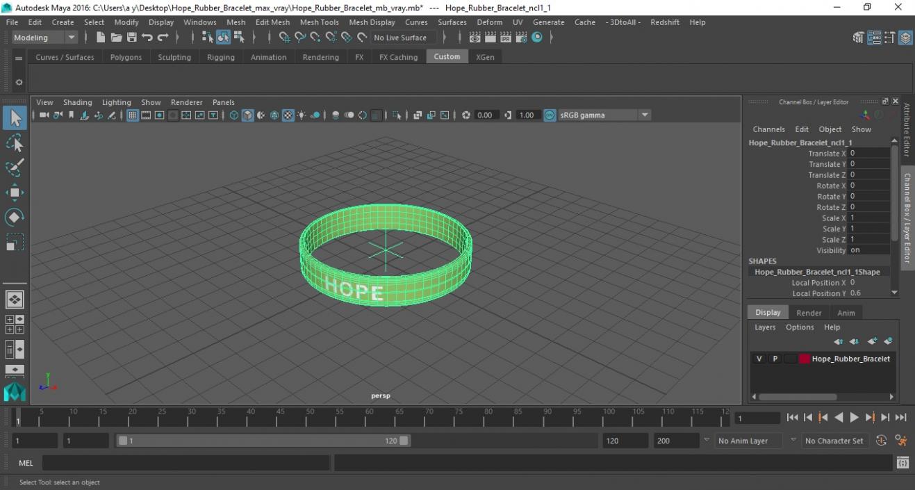 3D model Hope Rubber Bracelet