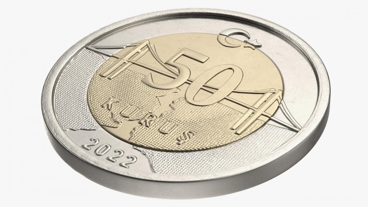 3D model Coin 50 Kurus from Turkey