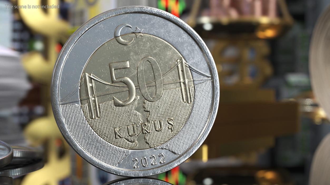 3D model Coin 50 Kurus from Turkey