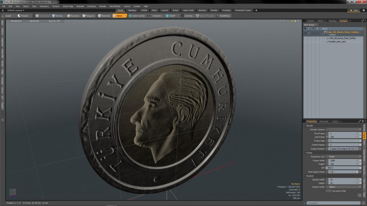 3D model Coin 50 Kurus from Turkey