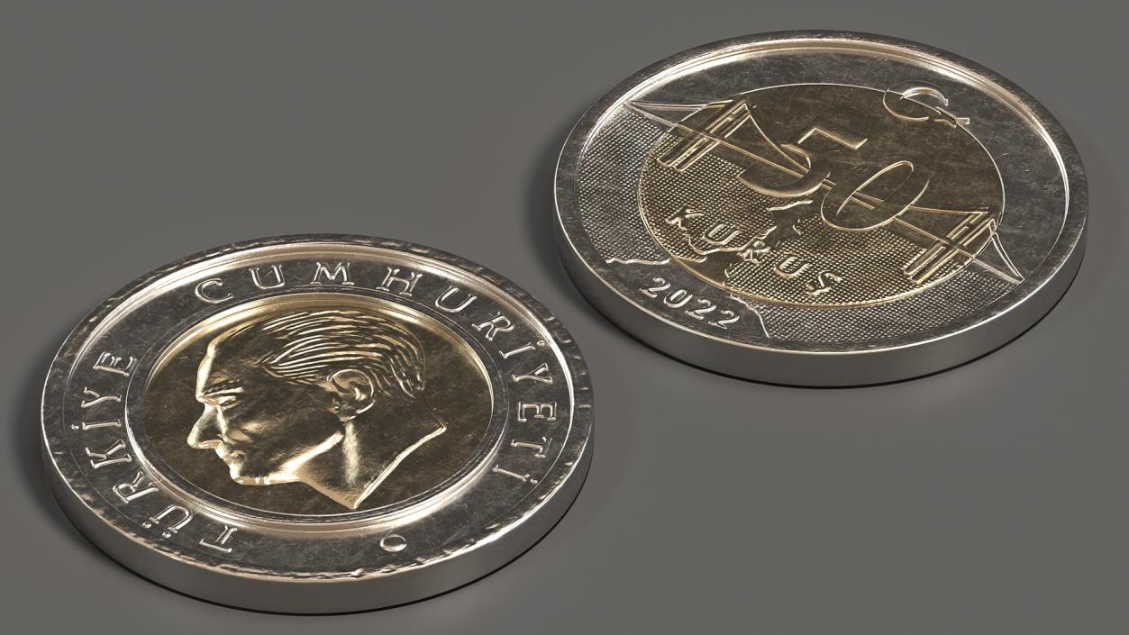 3D model Coin 50 Kurus from Turkey