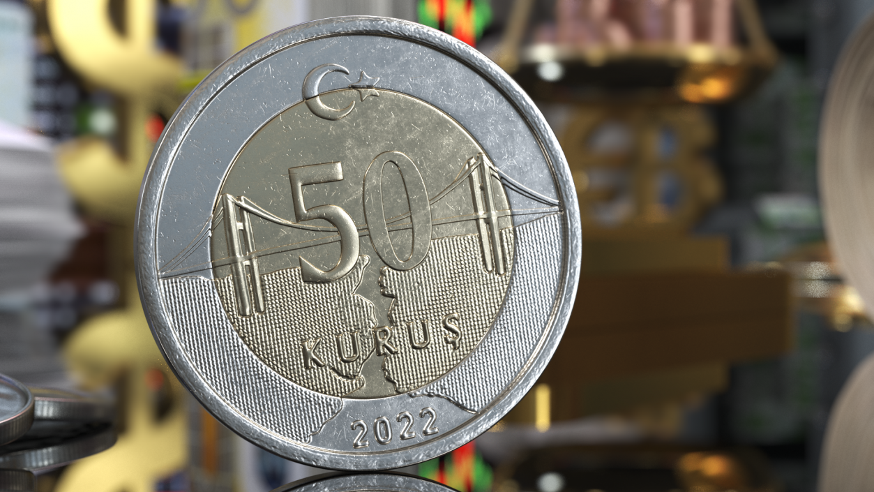 3D model Coin 50 Kurus from Turkey