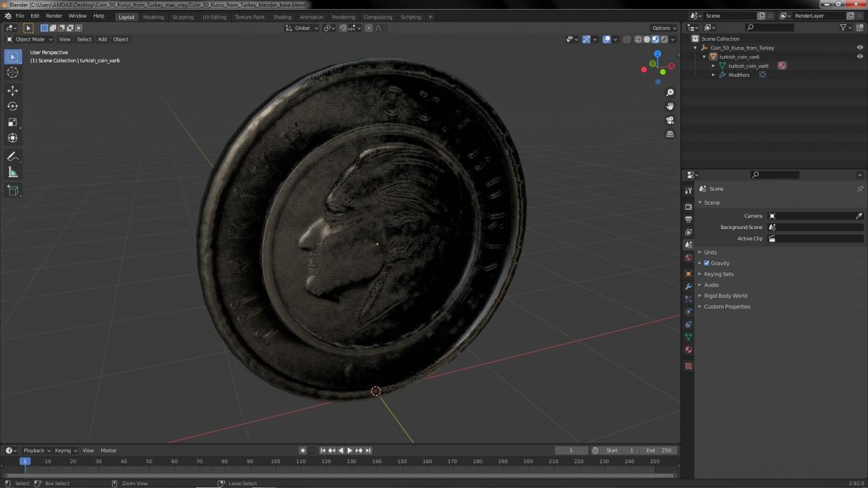 3D model Coin 50 Kurus from Turkey