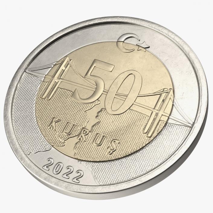 3D model Coin 50 Kurus from Turkey