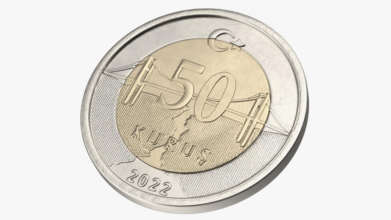 3D model Coin 50 Kurus from Turkey