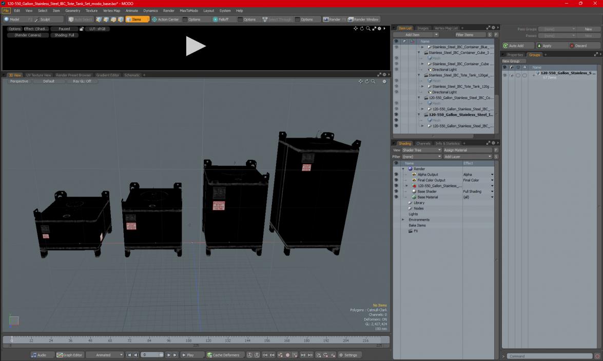 3D 120-550 Gallon Stainless Steel IBC Tote Tank Set model