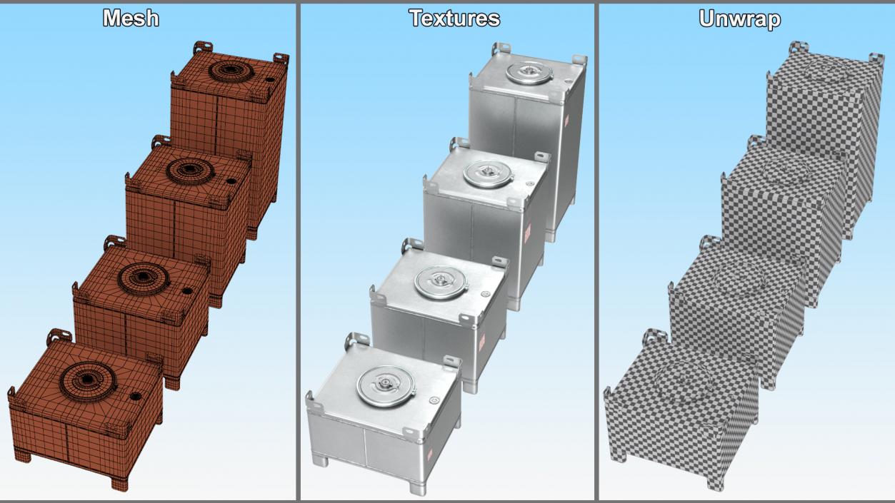 3D 120-550 Gallon Stainless Steel IBC Tote Tank Set model