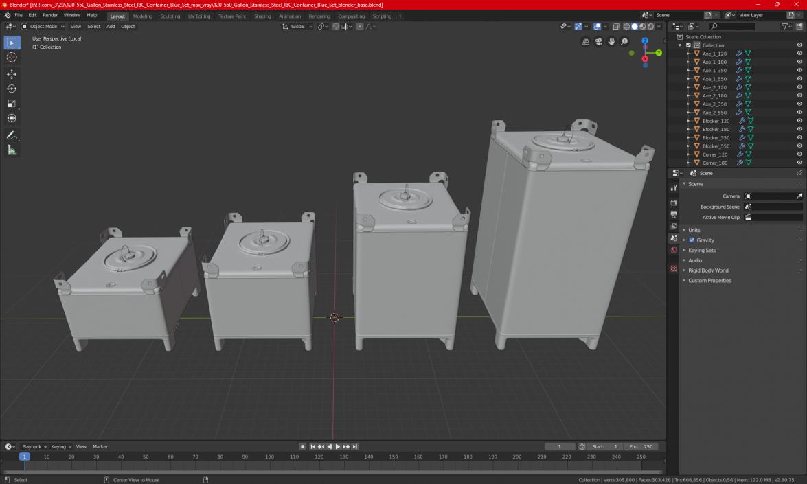 3D 120-550 Gallon Stainless Steel IBC Tote Tank Set model