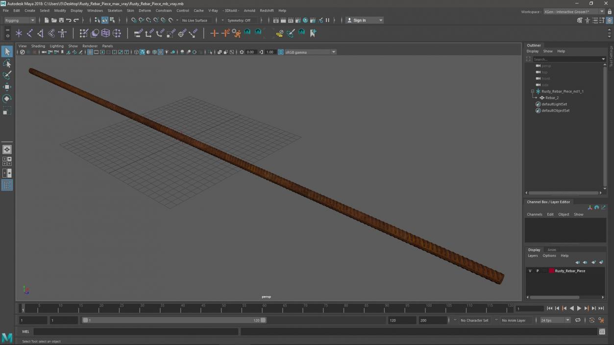 Rusty Rebar Piece 3D