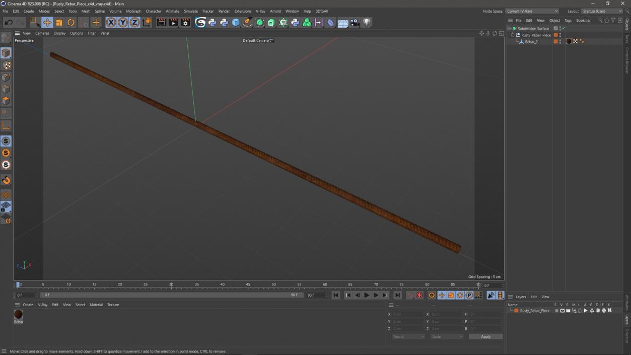 Rusty Rebar Piece 3D