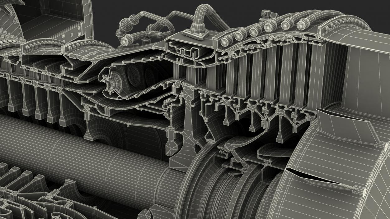 3D Aircraft Turbofan Engine CFM International CFM56 Sectioned model