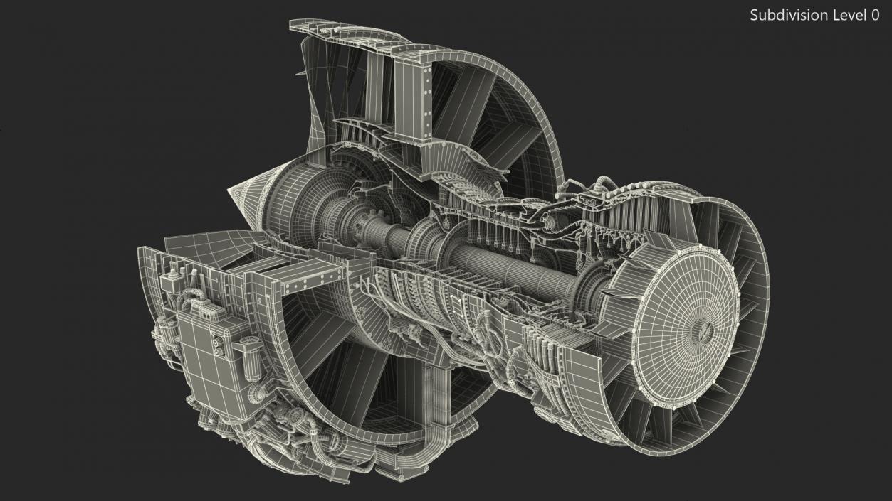 3D Aircraft Turbofan Engine CFM International CFM56 Sectioned model