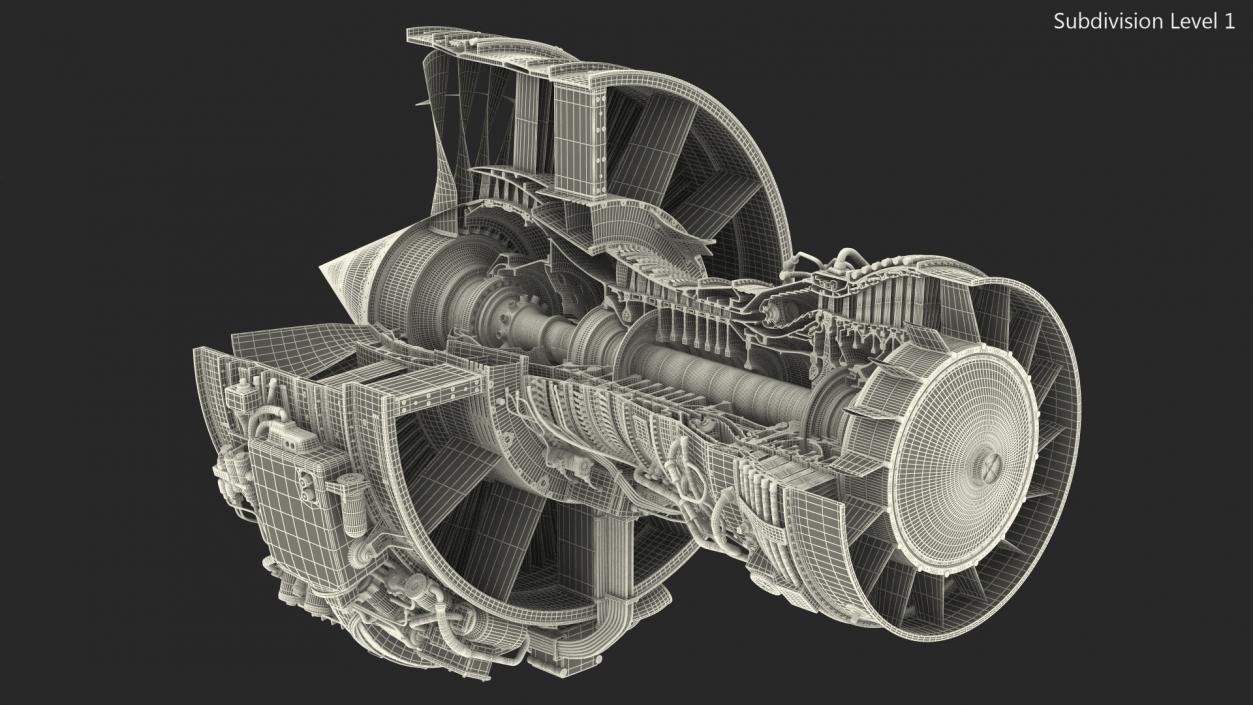 3D Aircraft Turbofan Engine CFM International CFM56 Sectioned model