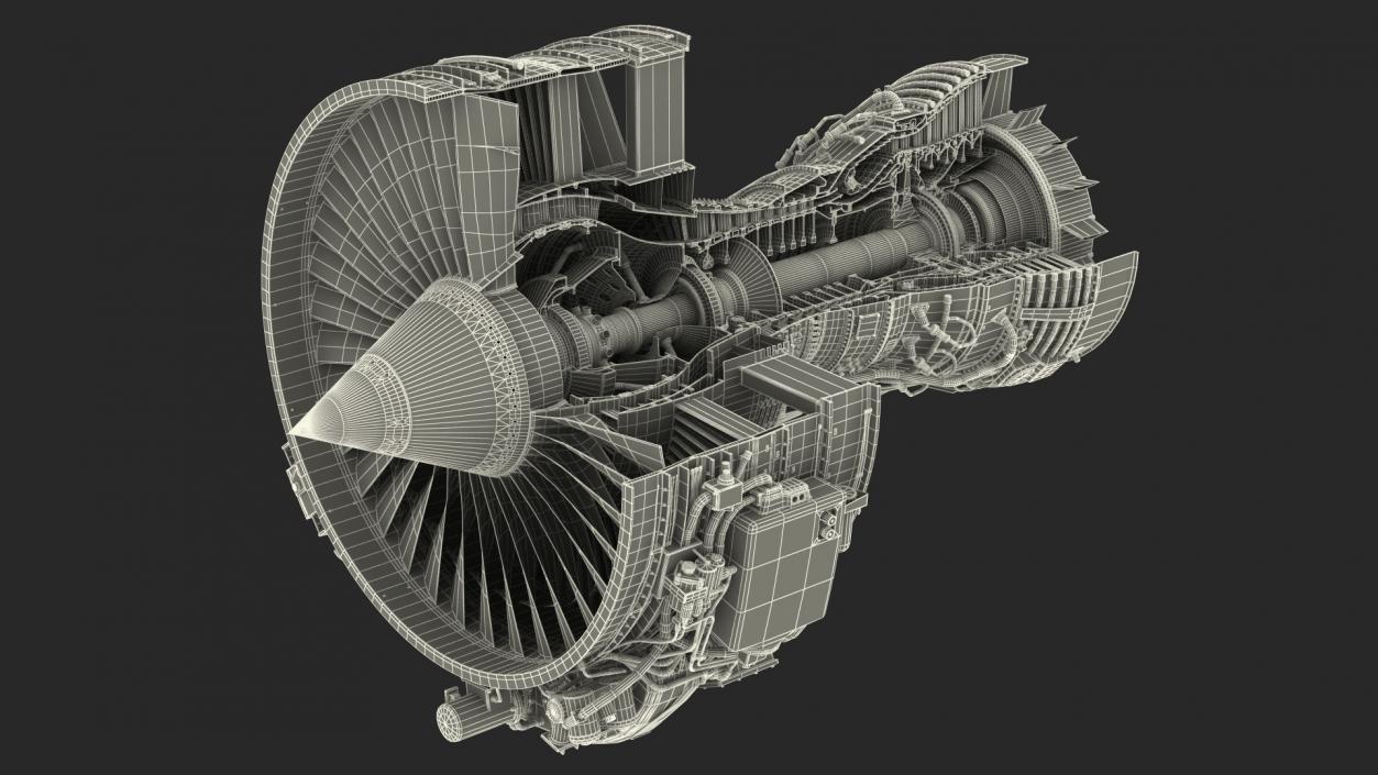 3D Aircraft Turbofan Engine CFM International CFM56 Sectioned model