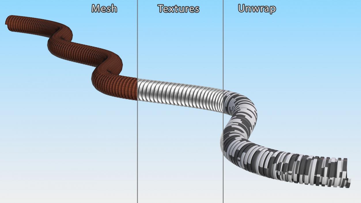 3D model Galvanized Steel Flexible Conduit Rigged