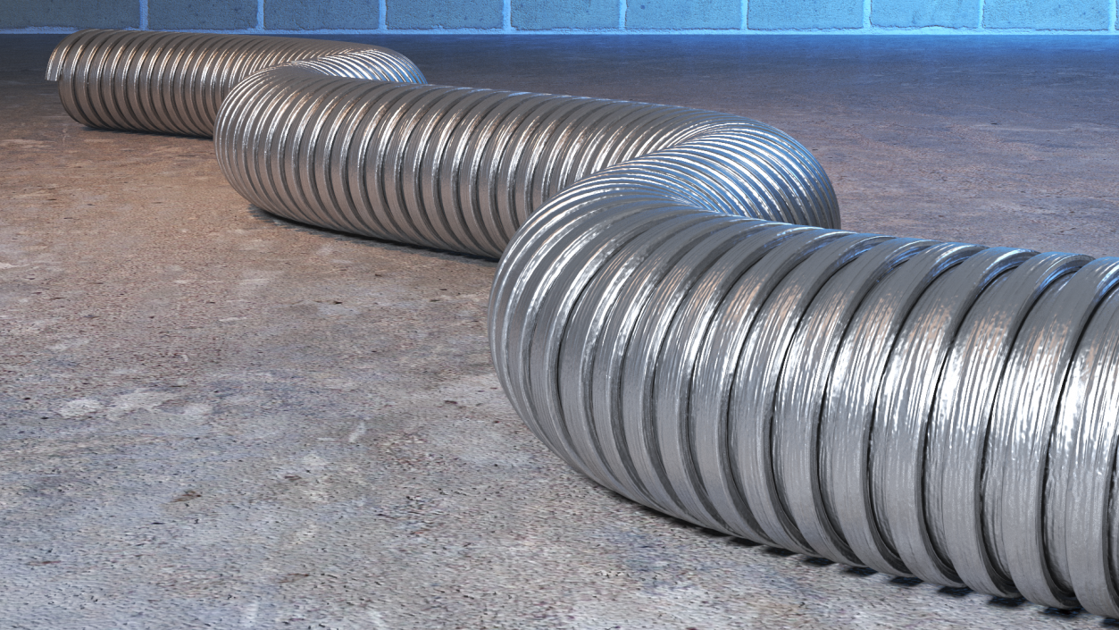 3D model Galvanized Steel Flexible Conduit Rigged