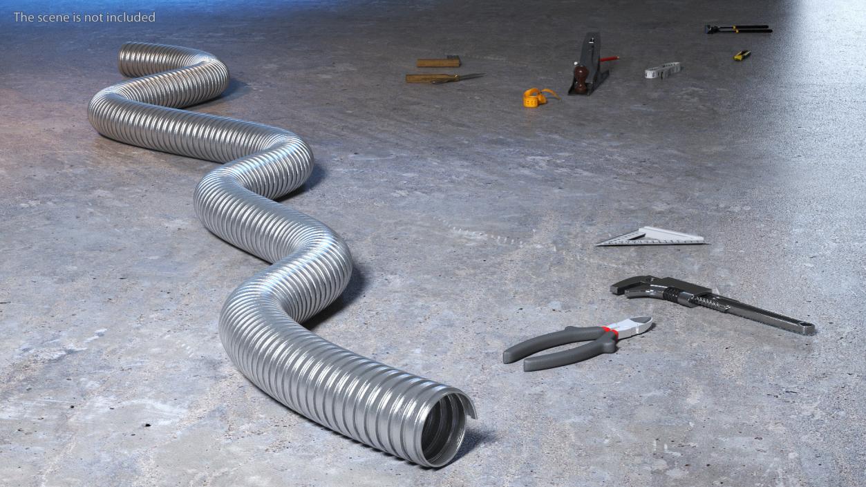 3D model Galvanized Steel Flexible Conduit Rigged