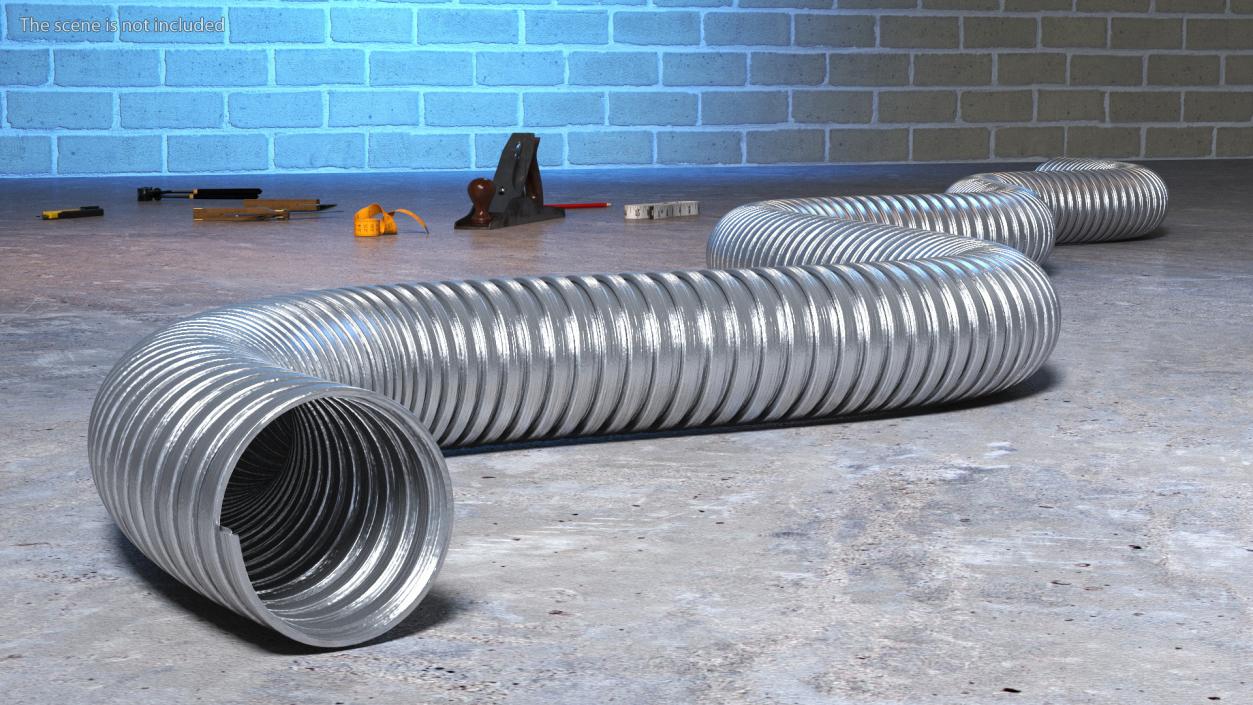 3D model Galvanized Steel Flexible Conduit Rigged