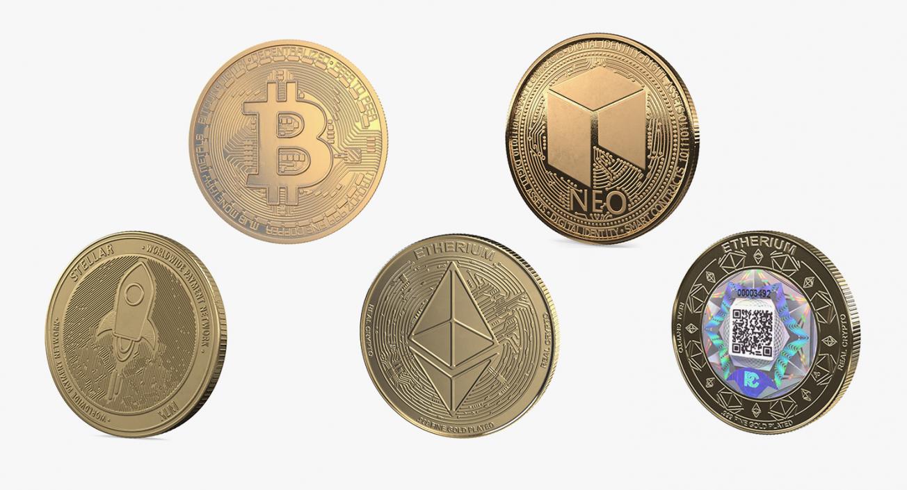 3D Cryptocurrency Coins Gold Collection 2 model