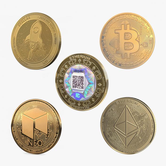 3D Cryptocurrency Coins Gold Collection 2 model