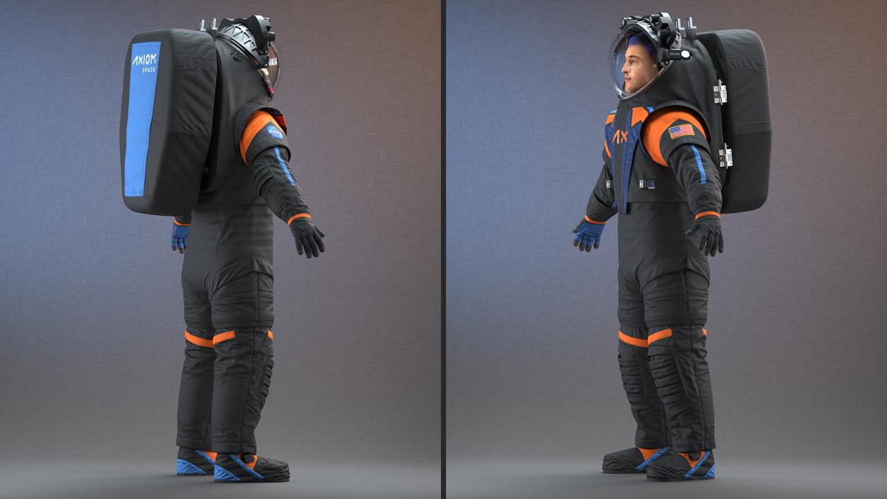 Astronaut Wearing NASA Axiom Spacesuit Fur Rigged 3D model