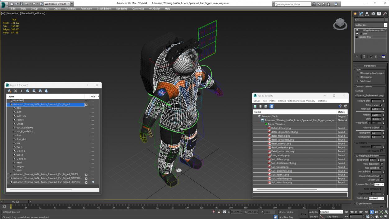 Astronaut Wearing NASA Axiom Spacesuit Fur Rigged 3D model