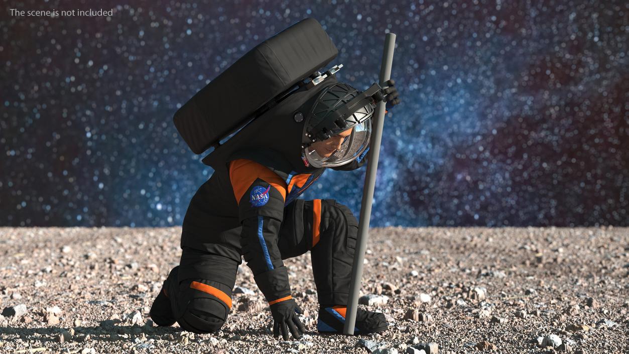 Astronaut Wearing NASA Axiom Spacesuit Fur Rigged 3D model