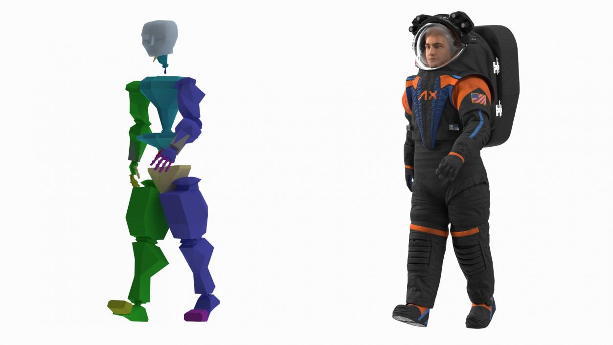 Astronaut Wearing NASA Axiom Spacesuit Fur Rigged 3D model