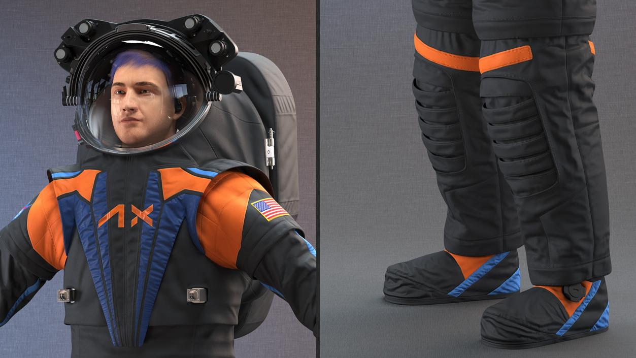 Astronaut Wearing NASA Axiom Spacesuit Fur Rigged 3D model