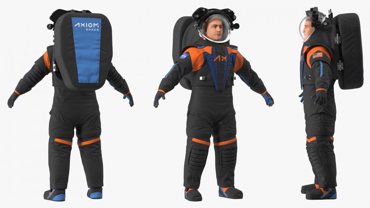 Astronaut Wearing NASA Axiom Spacesuit Fur Rigged 3D model