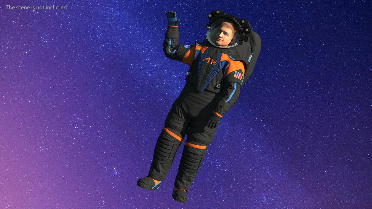 Astronaut Wearing NASA Axiom Spacesuit Fur Rigged 3D model