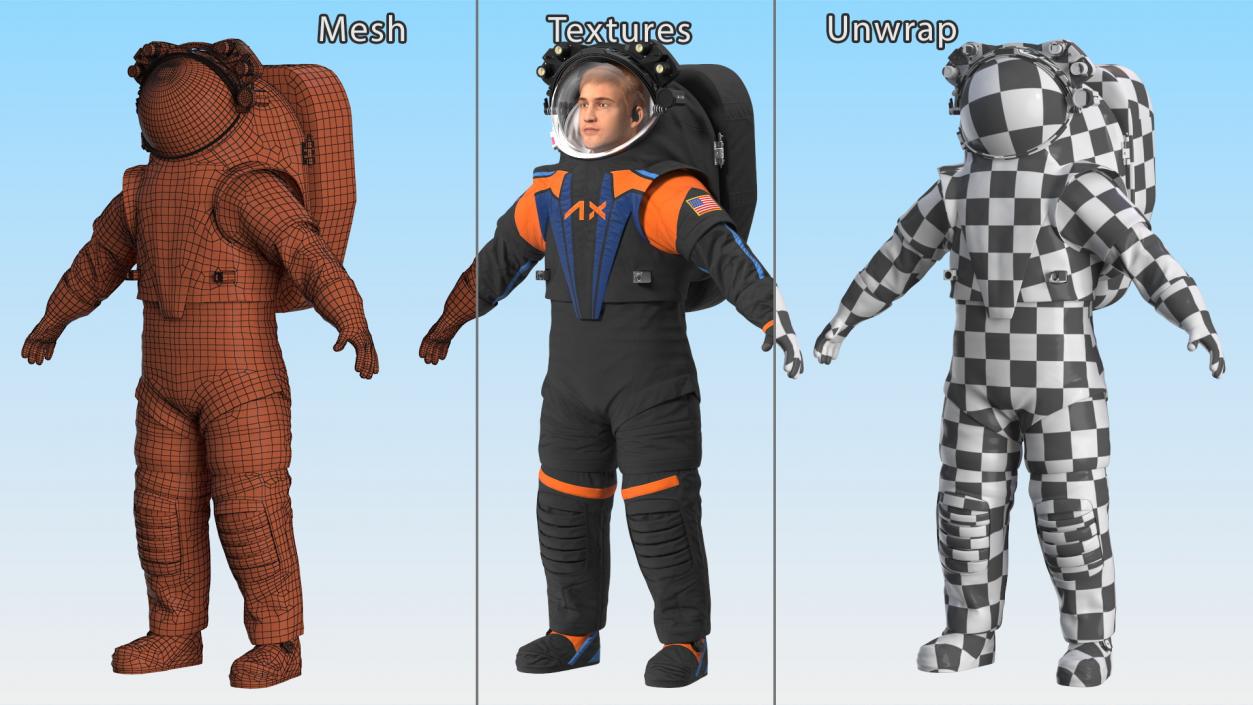 Astronaut Wearing NASA Axiom Spacesuit Fur Rigged 3D model