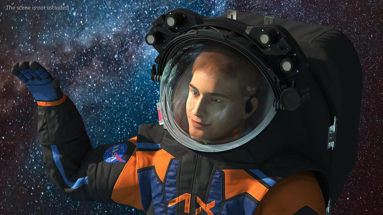 Astronaut Wearing NASA Axiom Spacesuit Fur Rigged 3D model