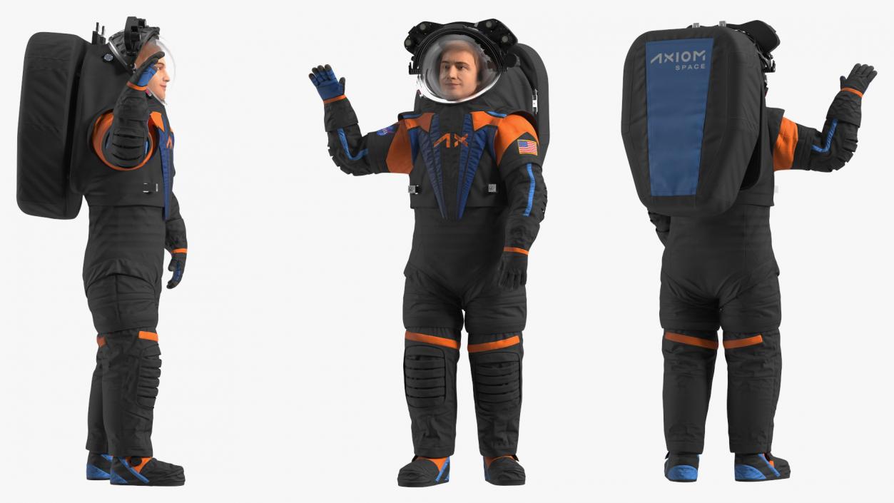 Astronaut Wearing NASA Axiom Spacesuit Fur Rigged 3D model