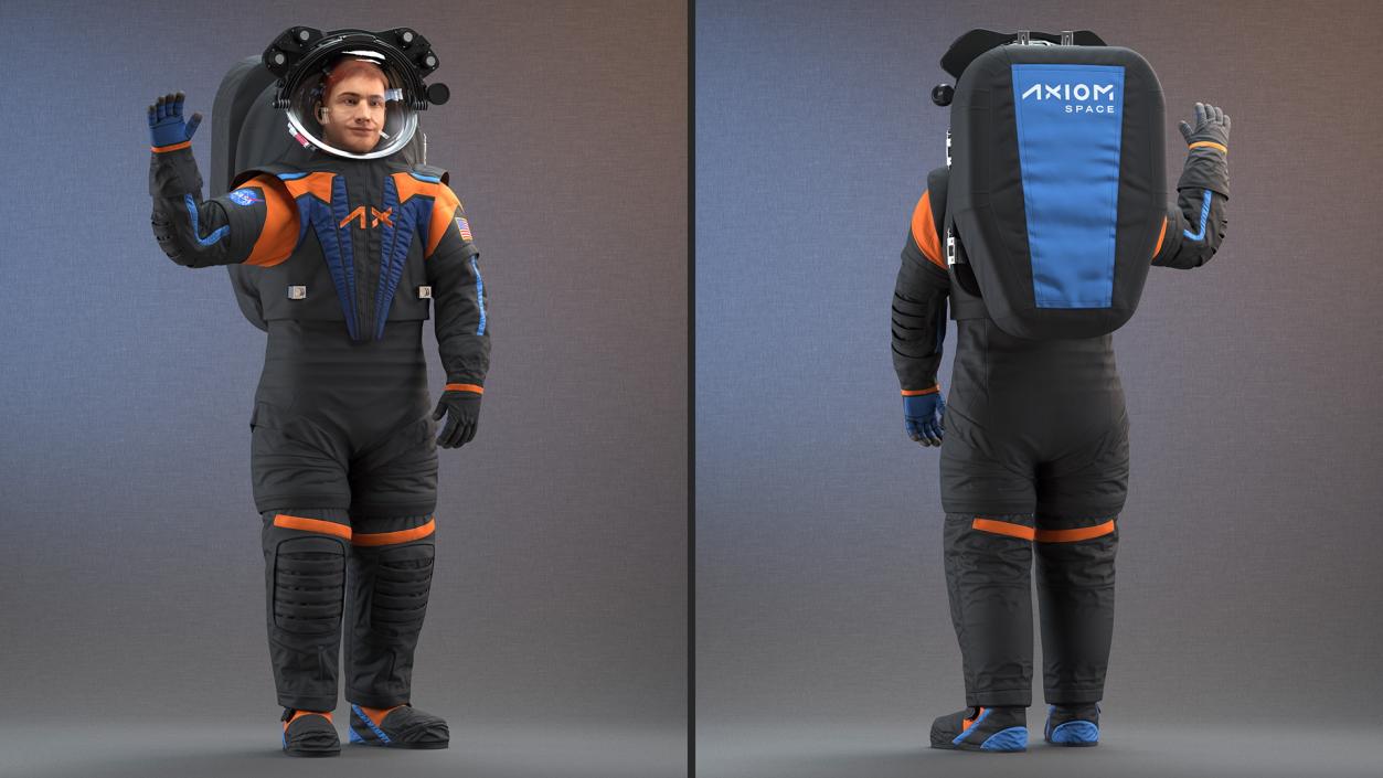 Astronaut Wearing NASA Axiom Spacesuit Fur Rigged 3D model