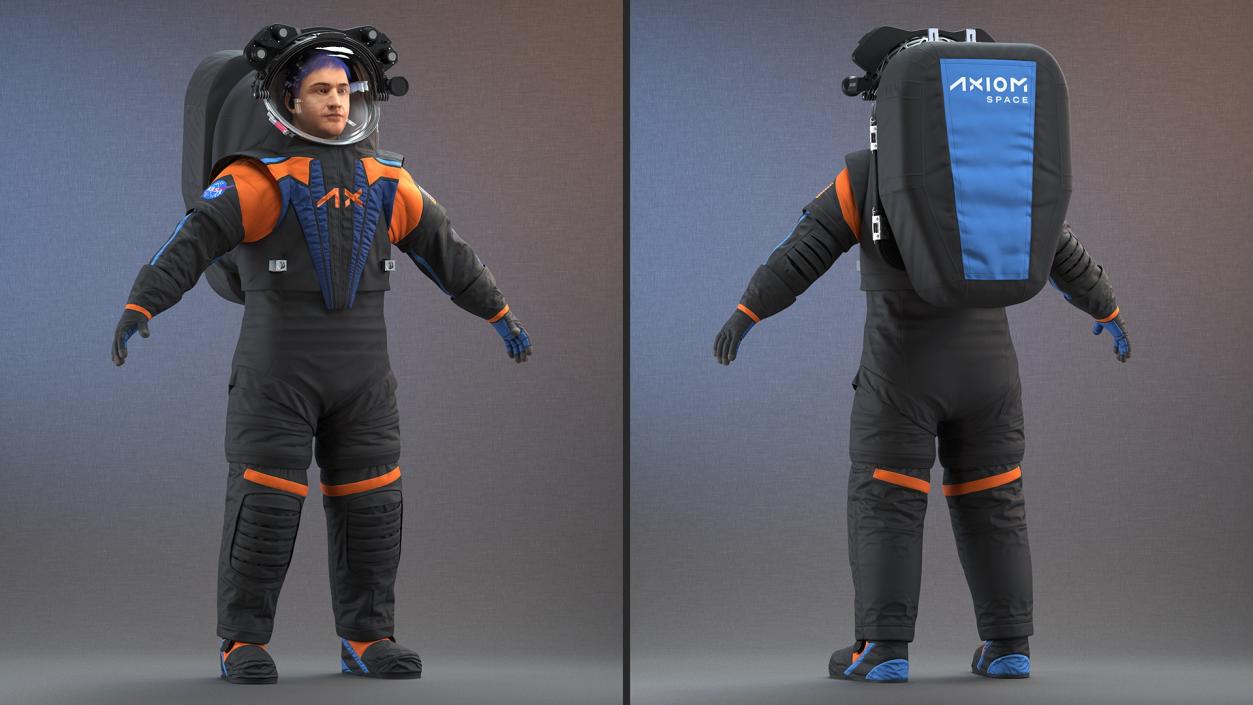 Astronaut Wearing NASA Axiom Spacesuit Fur Rigged 3D model