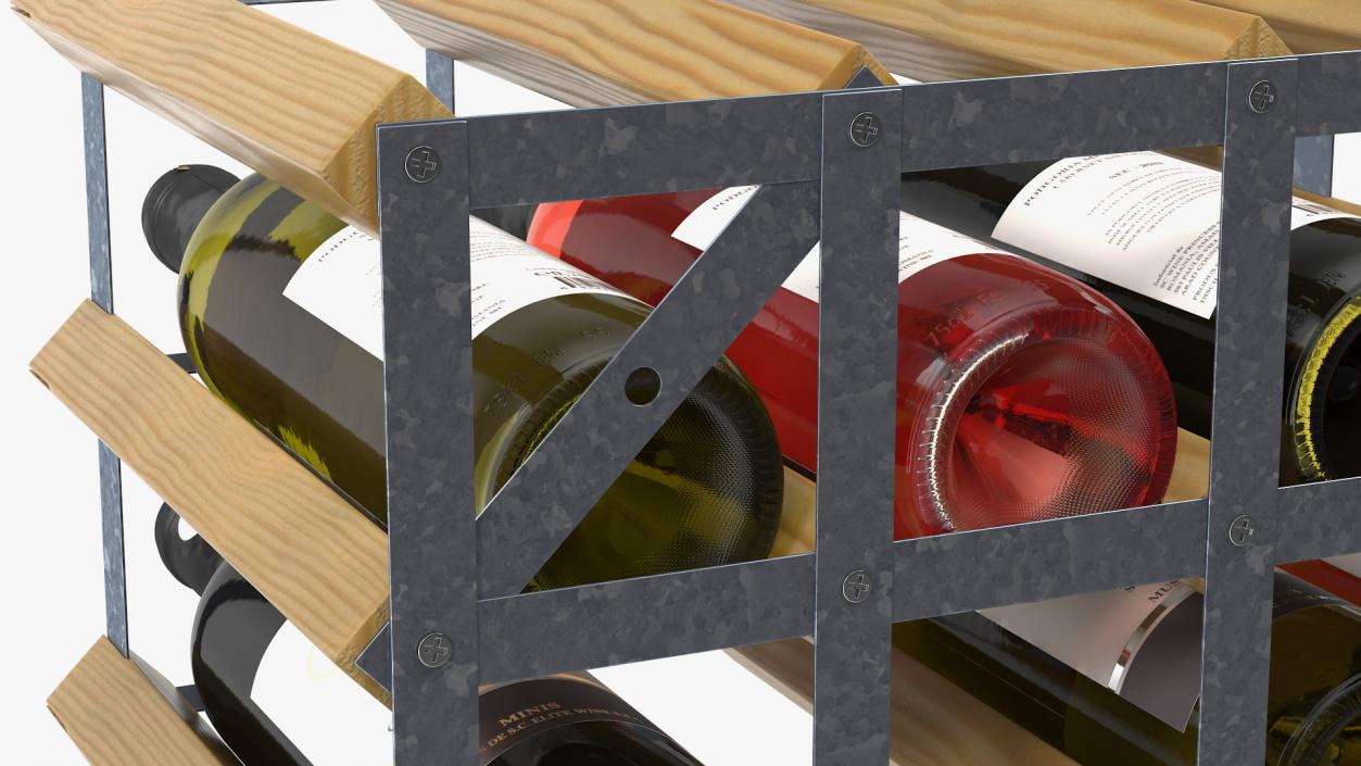 Classical Design Wine Rack with Wine Bottles 3D model