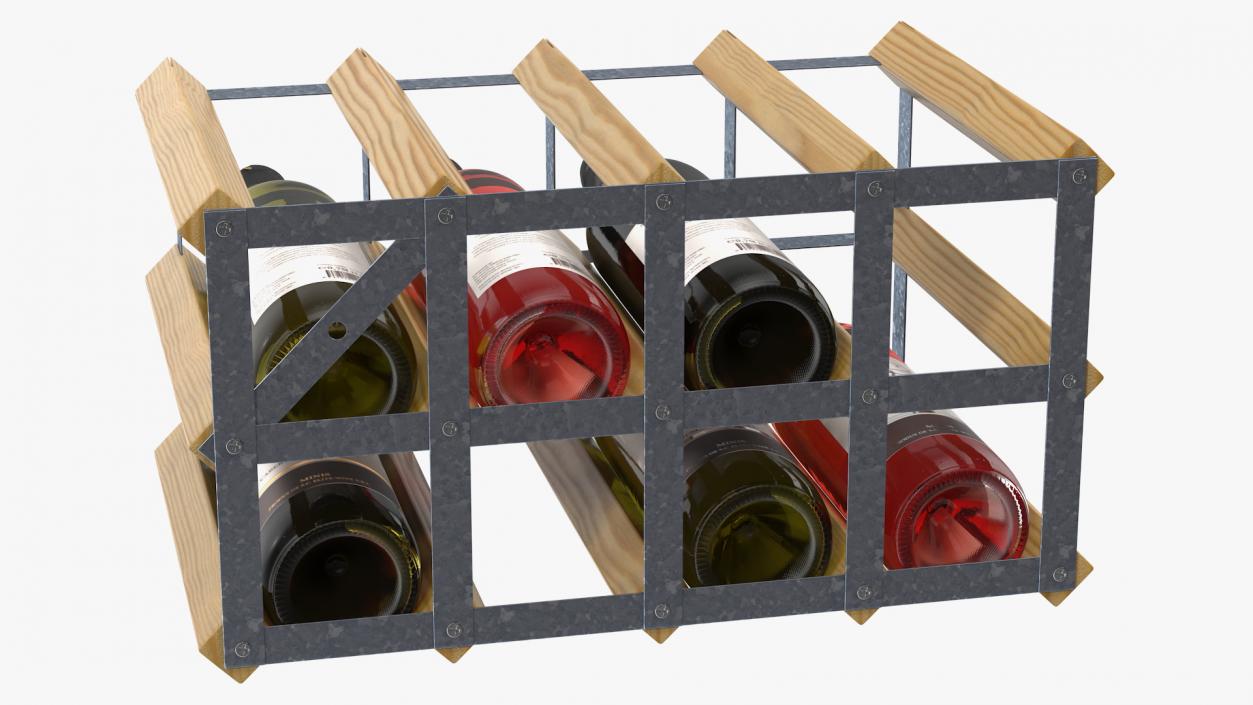 Classical Design Wine Rack with Wine Bottles 3D model