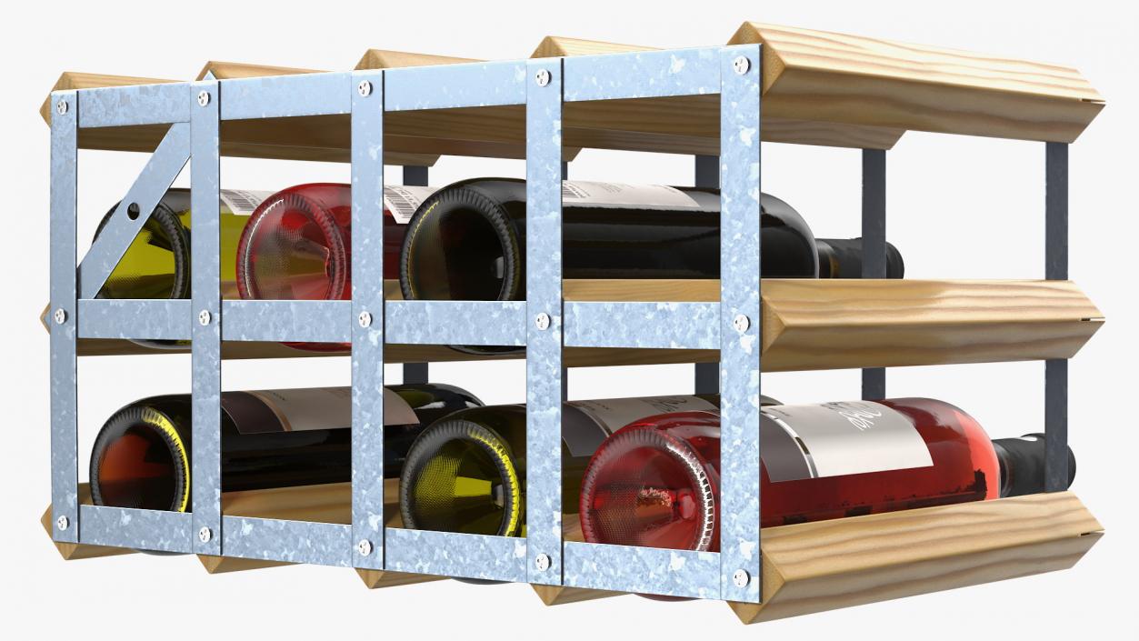 Classical Design Wine Rack with Wine Bottles 3D model